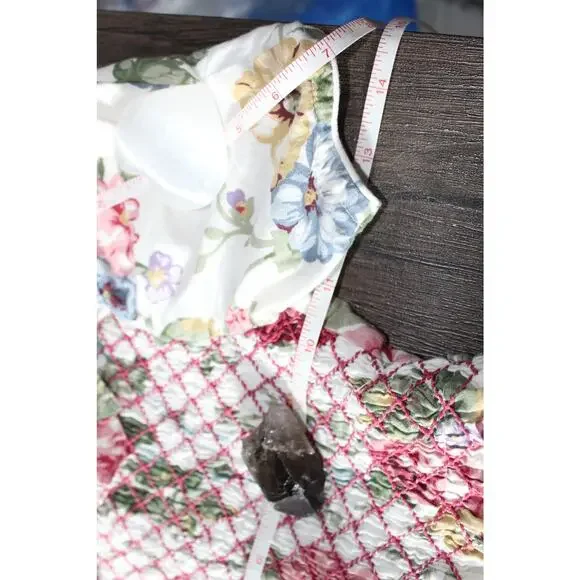 Vintage Polly Flinders 6X Girls Floral Dress Peter Pan Collar Smocked - Picture 8 of 9